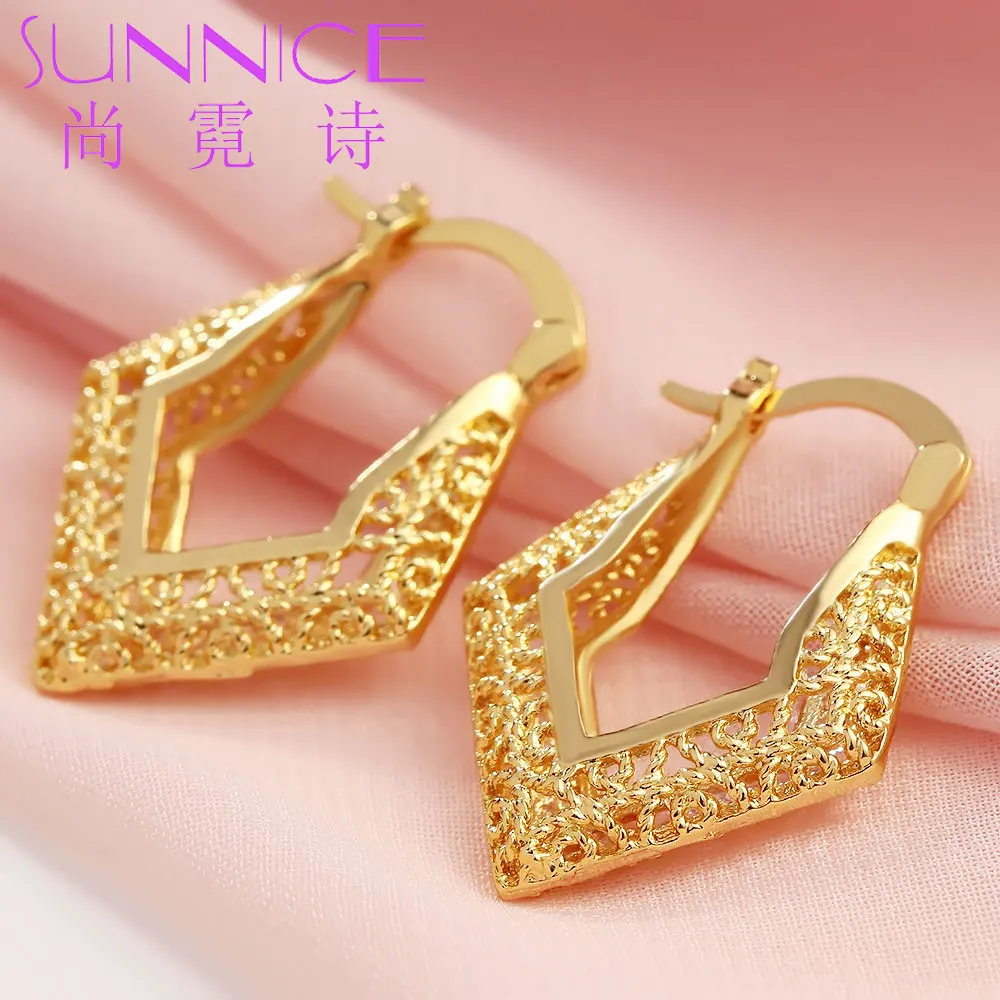 

Женские золотые серьги-кольца SUNNICE в богемном стиле, роскошные золотистые серьги-кольца 18k, оригинальные винтажные большие полые украшения, ...