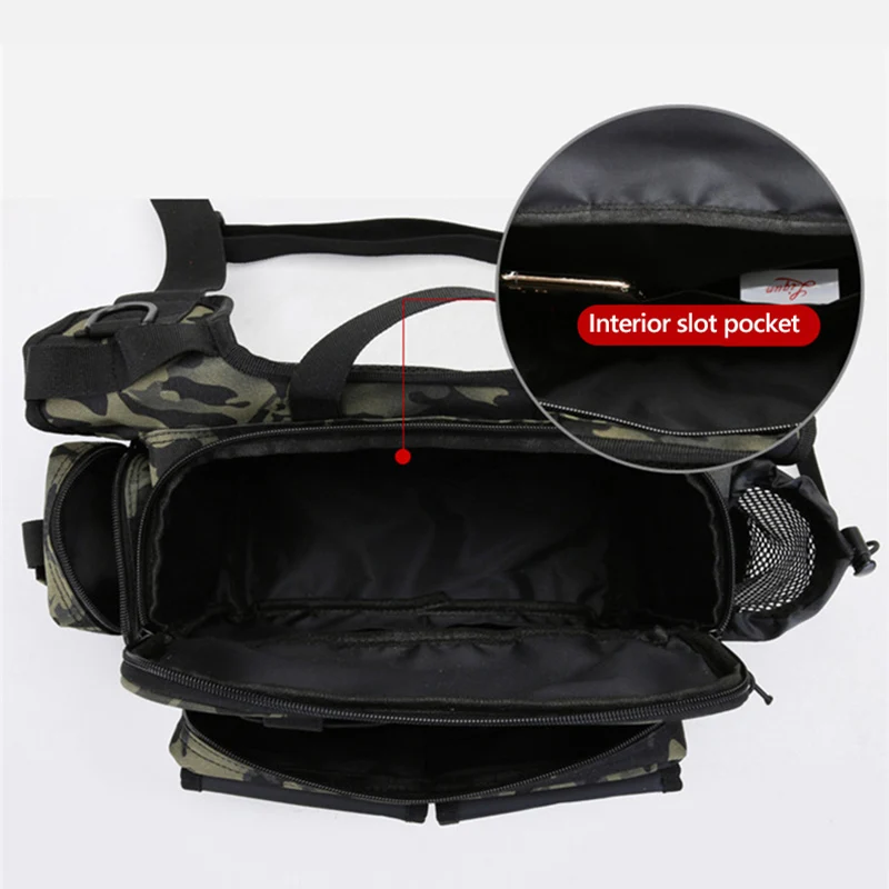 Tactical Fishing Rod Bag Waist Chest Backpack Shoulder Bag Outdoor Military Sports Assult Fishing Lure Box Sling Bag Men XA198G
