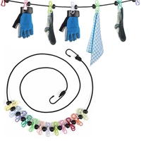 portable elastic clothesline elastic travel camping retractable clothesline with 13 non slip clips laundry rope for backyard
