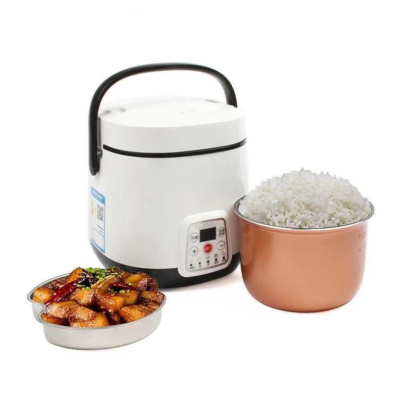 

Mini Rice Cooker Electric Heating Lunch Box 1-2 Person Stew Soup Porridge Noodles Cooking Pot Eggs Food Steamer Cake Maker 1.2L