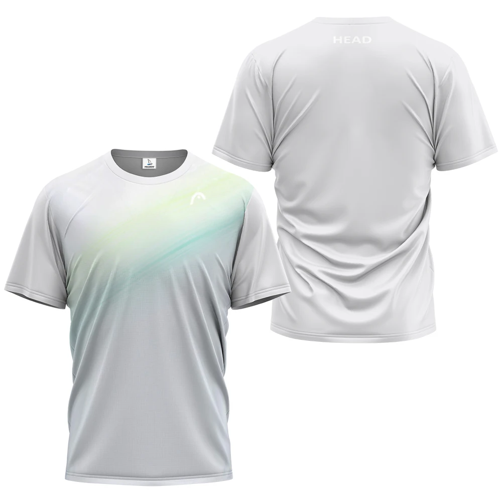 

Мужская дышащая одежда для гольфа, мужская спортивная одежда для фитнеса и бадминтона с короткими рукавами, теннисная одежда с контрастным принтом