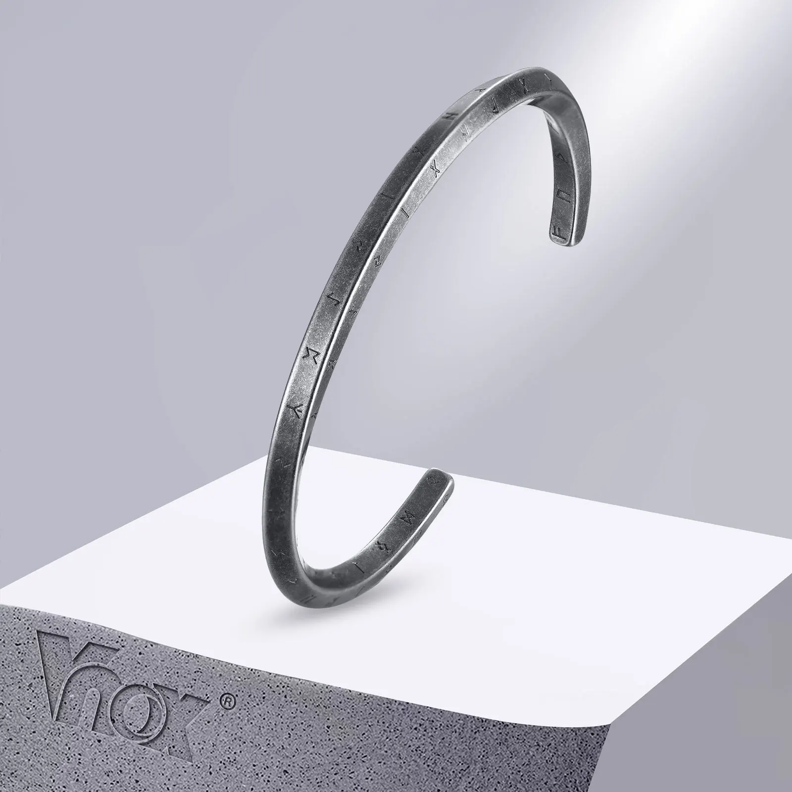 

Vnox Vintage Nordic Vikings Cuff Bracelets for Men, Retro Stainless Steel Mobius Norse Mythology Runes Amulet Bangle Jewelry