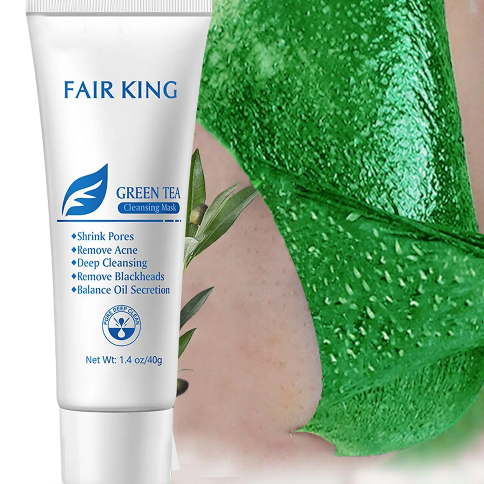 

40g Green Tea Blackhead Face Mask Skin Care Remove Beauty Oil Mask Mask Mud Health Repair Cleansing Control Deep Pore Nose B1W2