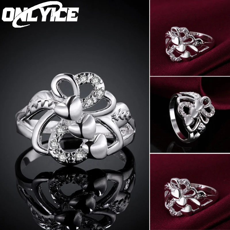 

925 Sterling Silver Sweet Three Heart Rings For Women Romantic wedding Party Fashion Jewelry Charm Accessories