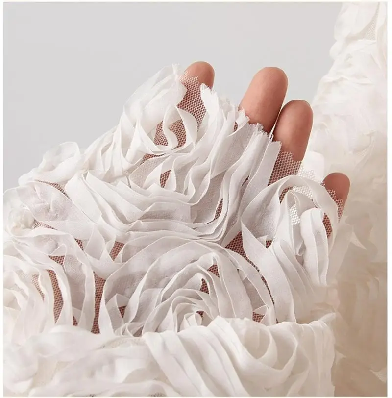 Прозрачная сетка 3D Роза вышитая ткань Модная креативная дизайнерская