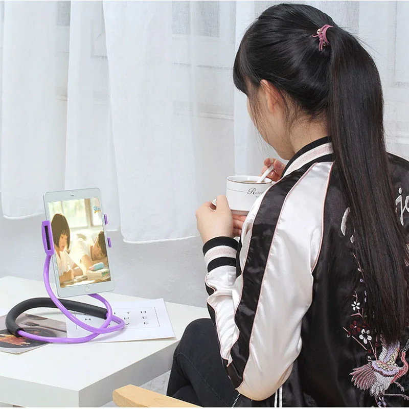 new flexible mobile phone holder hanging neck lazy necklace tablet holder stand for cellphone tablets for iphone huawei xiaomi free global shipping