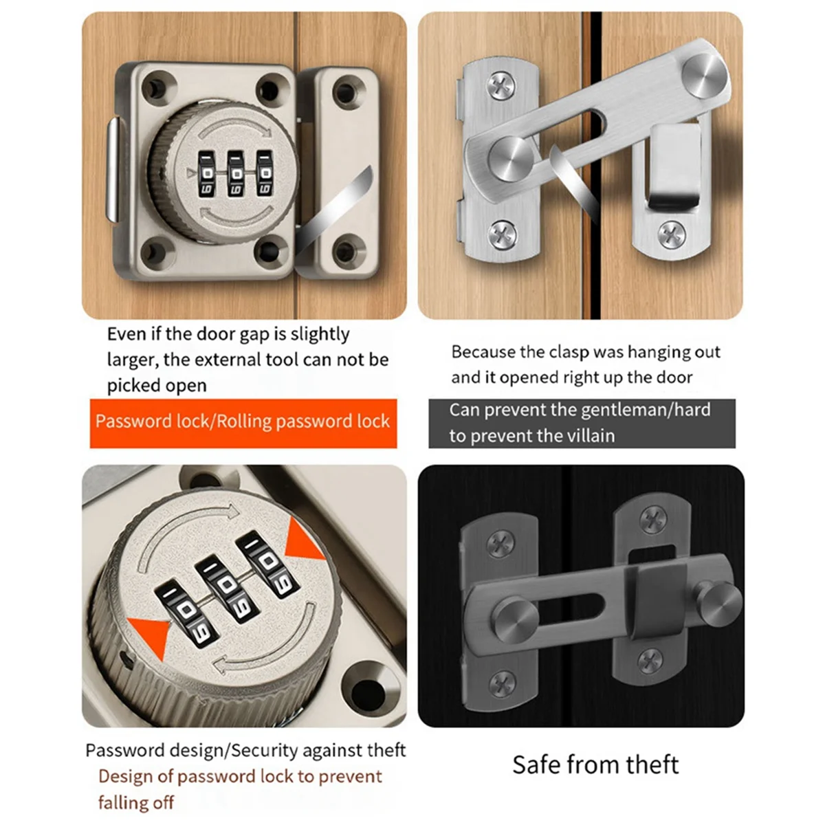 2 шт. без пробивки Комбинированный Замок защелка дверная сцепка замок для