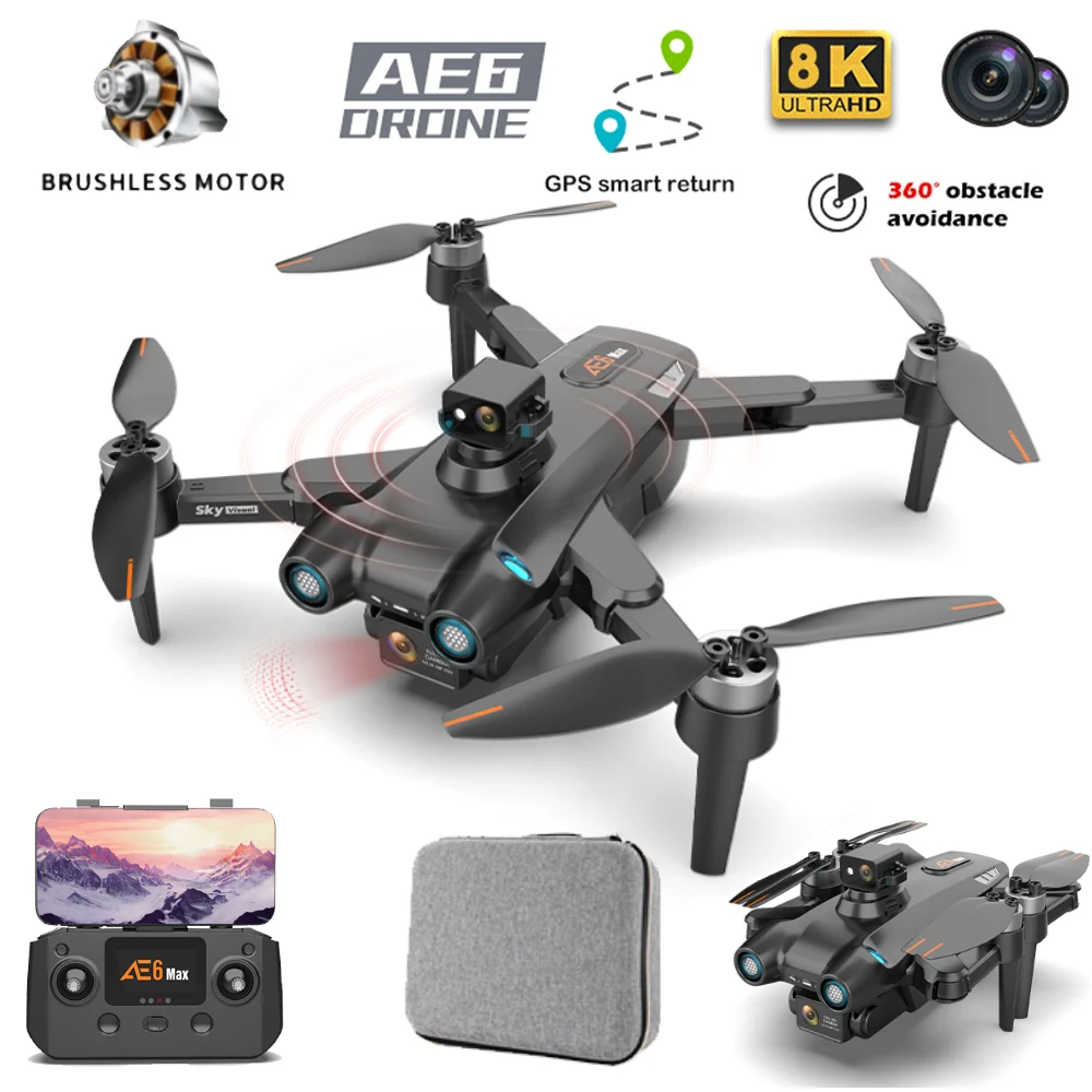

AE6 Pro GPS RC Drone 4K Professional 90° ESC 8K Camera 360° Obstacle Avoidance Quadcopter 64 Colors Variable VS LU9 L900 Dron