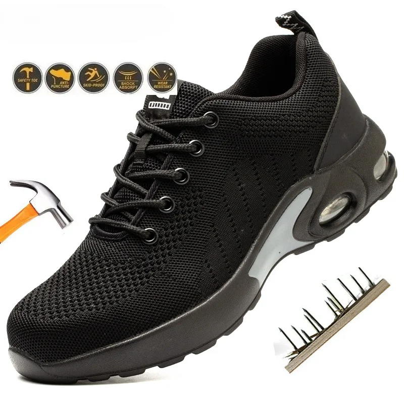 

Work Boots Indestructible Safety Shoes Men Steel Toe Shoes Puncture-Proof Work Sneakers Male Footwear Adult Security Shoes