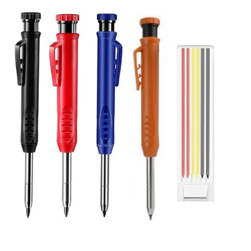 

Solid Carpenter Pencil Set Woodworking Mechanical Pencil 3 Colors Refill Construction Marking Tool For Carpenter Scriber