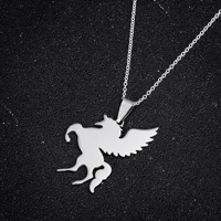 tulx stainless steel cute flying horse necklaces unicorn charm pendant necklace for women girls party jewelry