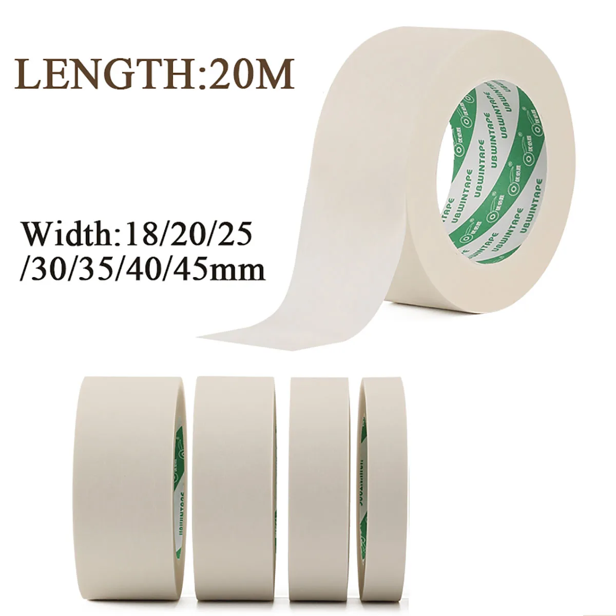 

Width 18-45mm Length 20M Masking Tape Adhesive-Paper Textured Easy Tear DIY NoTrace Blank Handwritable Decorations Art Student