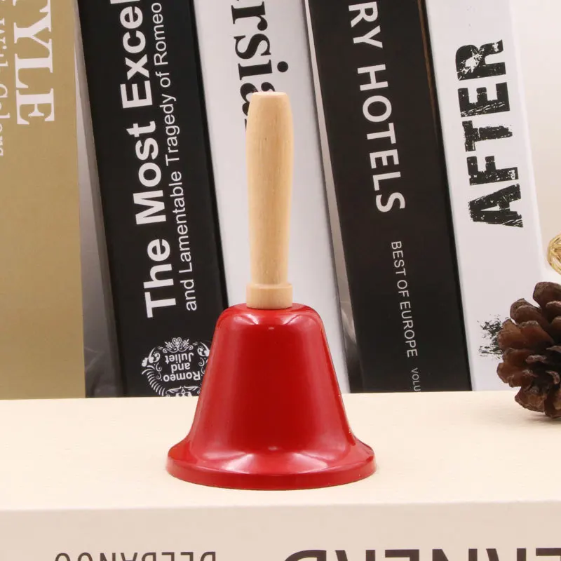 

Festive Attention Christmas Hand Bell Wooden Handle Kindergarten Kids Christmas Jingle Ring Xmas Decorations Christmas Bells