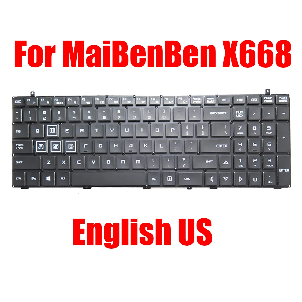 Фото Клавиатура для ноутбука MaiBenBen X668, черная, с 4-зонной RGB-подсветкой №1