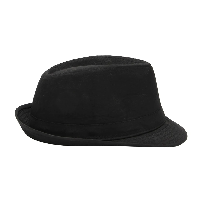 Hot Kf- Black Fedora Plain Hat Outfit Accessory For Gangster Fancy Dress images - 6