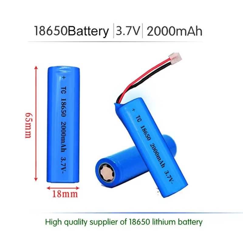 

2023New 2000mAh 3.7V 18650 lithium ion rechargeable battery Li-ion cell protected for speaker amplifier led light
