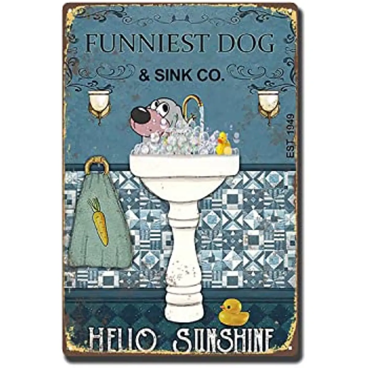 

Tin Painting Animal Dog Puppy Cutout Drawing Sketch Sink Co Hello Sunshine Wash Your Paws Tin Painting