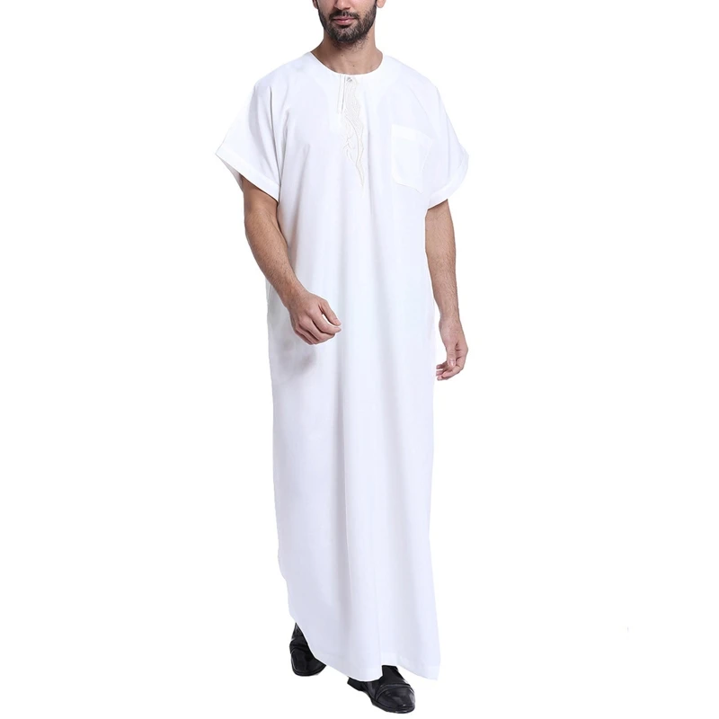 Abaya Islam Men Robe Muslim Dresses Djellaba Homme Fashion Solid Color Shirts Arabic Dress Ethnic Men's Clothing Gift