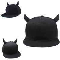 2022 new men women hip hop hat black cotton punk horn baseball cap snapback cap with horns wholesale