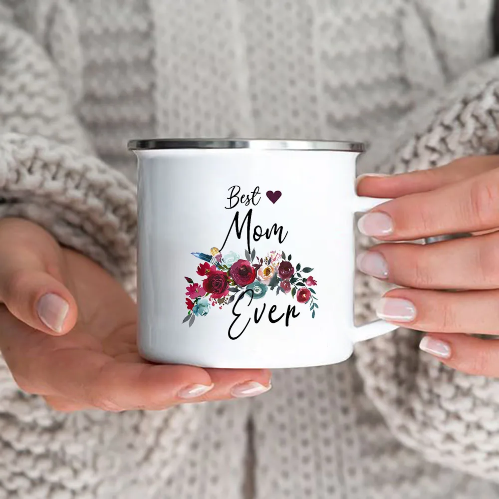 

Best Mom Ever Garland Enamel Coffee Tea Mugs Home Party Beer Drink Juice Milk Cocoa Cups Mothers Day Gift Idea From Daughter