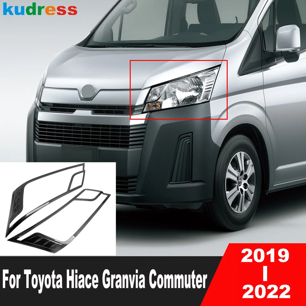 

Для Toyota HiAce Granvia 2019 2020 2021 2022 углеродная Автомобильная передняя фара, крышка лампы, отделка, аксессуары для фасветильник