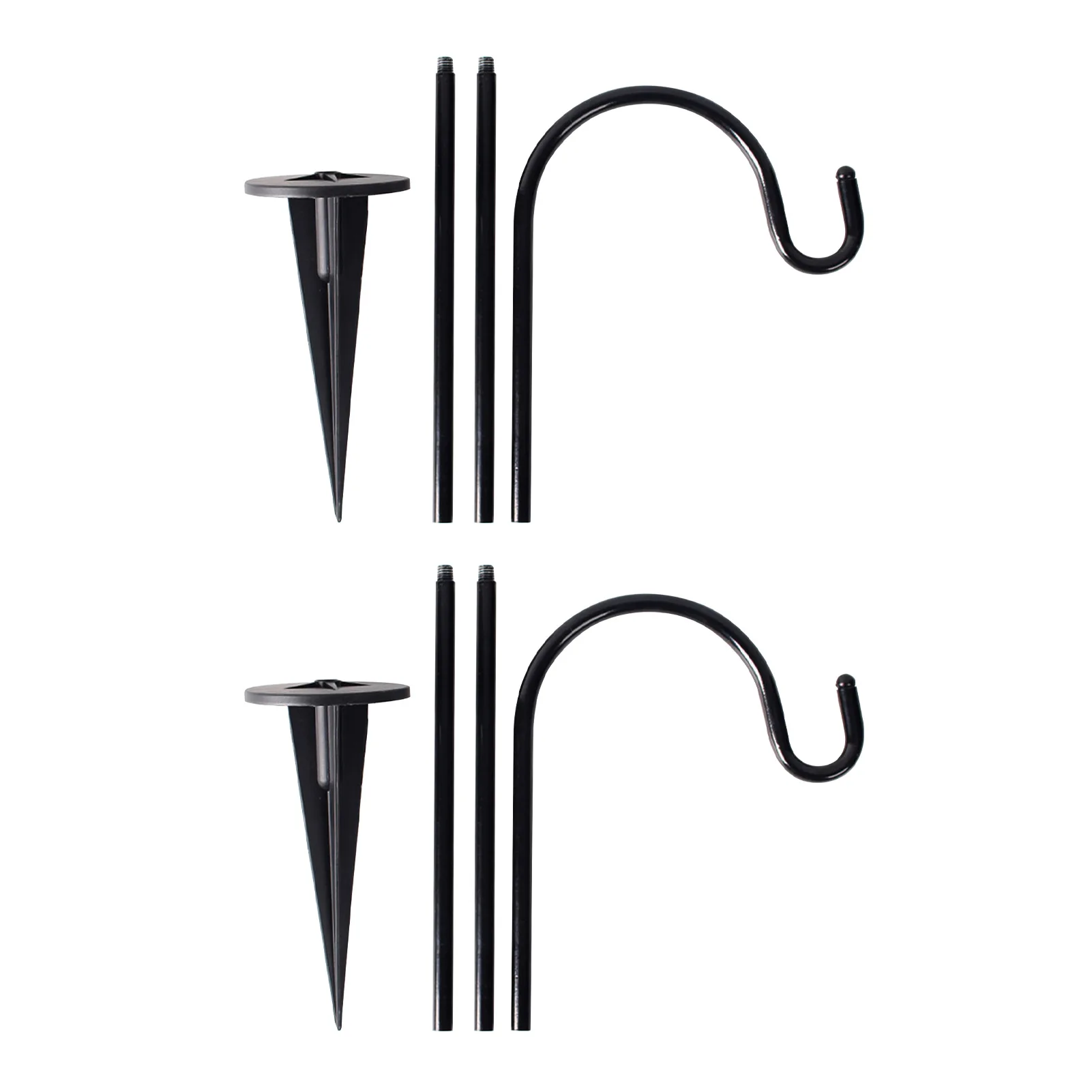 

2pcs Easy Install Outdoor Shepherd Hook Vintage Iron Heavy Duty With Base Garden Decor Holiday For Bird Feeder Solar Light Yard