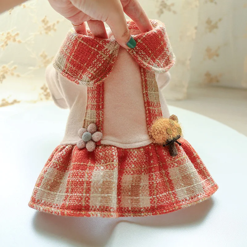

Dog Clothes Winter Clothes Pet Supplies Clothing New Puppy Plaid Skirt Cat Spring and Autumn Small Dog Clothes