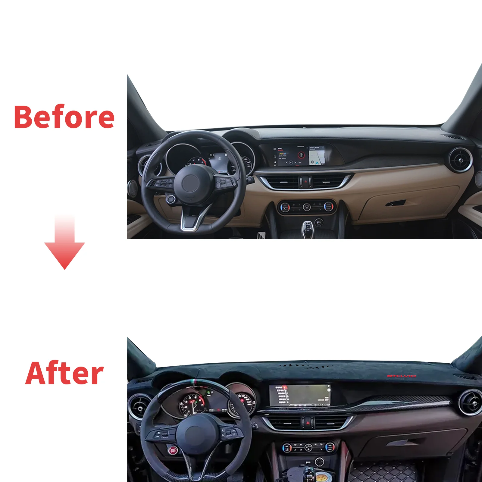 Фото Подходит для Alfa Romeo Stelvio 2017 2018 2019-2024, автомобильный коврик для приборной панели, накладка на приборную панель, солнцезащитный козырек, защитный ковер, аксессуары №2