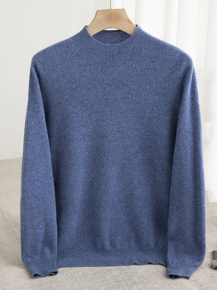 Модель 100% мужской плотный пуловер с полувысоким воротником свитер новинка