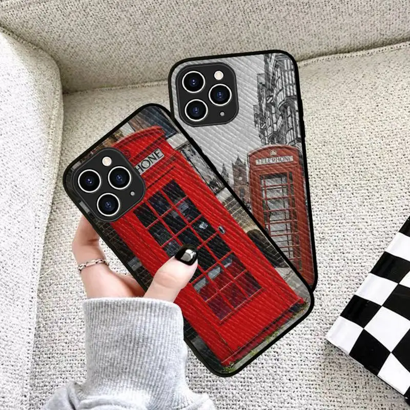 

England Telephone Phone Case Hard Leather Case for iPhone 11 12 13 Mini Pro Max 8 7 Plus SE 2020 X XR XS Coque
