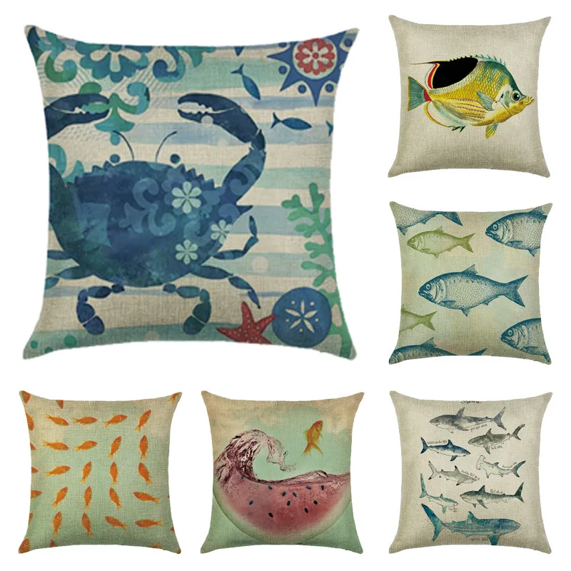 

Ocean single sided linen polyester pillow cover, car sofa cushion cover, home decoration pillow cover