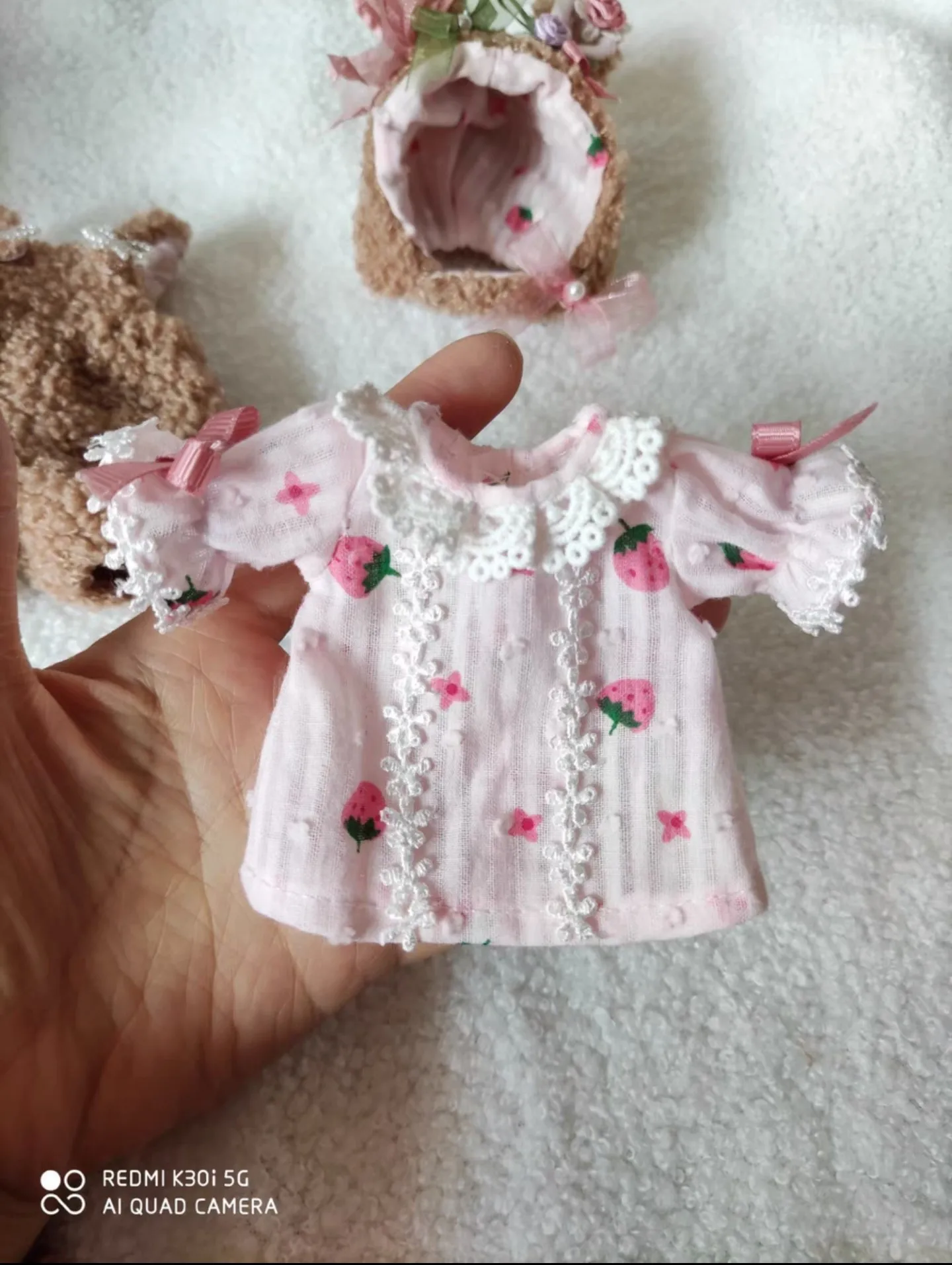 Оригинальный Blythe Flower Bear 4 шт. шляпа + топы юбка на бретелях сумка 1/6 30 см (подходит