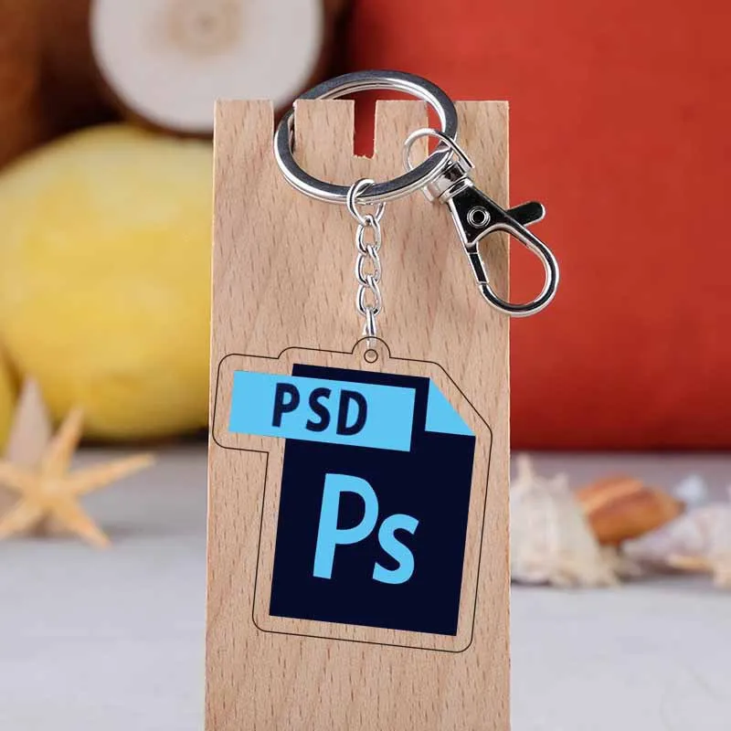 Фото Милый акриловый брелок для ключей с программным обеспечением: Photoshop, AI, Excel, Word, PowerPoint, Facebook, WhatsApp, Twitter, Java, Bitcoin, PDF, Adobe Illustrator №3