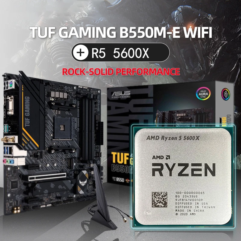 

Новая материнская плата TUF GAMING B550M-E (Wi-Fi) с процессором Ryzen 5600X, массовый комплект, системная плата Ryzen AM4 CPU Micro-ATX, комплект ЦП 100% протестирован