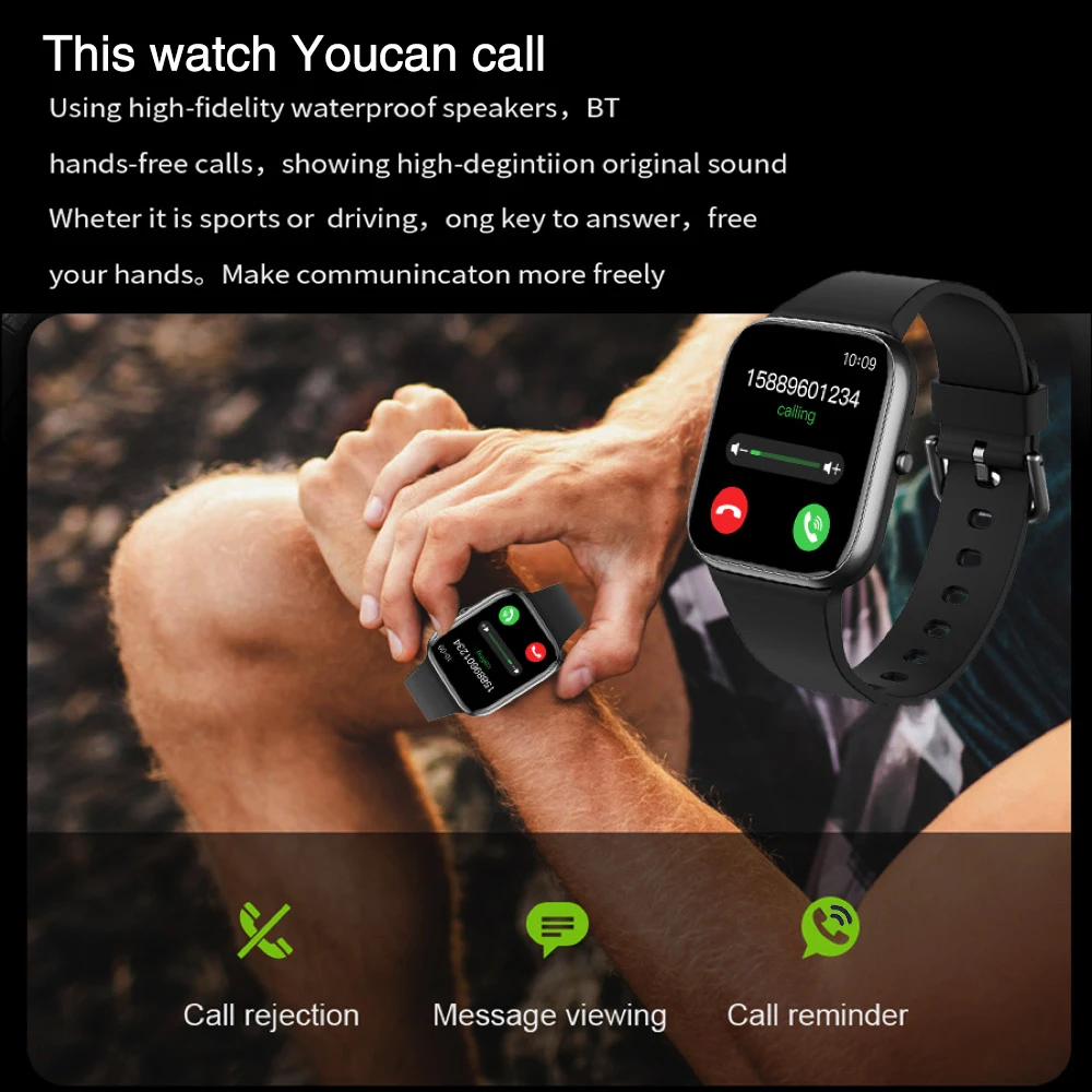 Smart Watches 1.85&quot Full Trouch Screen Sleep Heart Rate Blood Oxygen Monitoring Waterproof Smartwatch Men Women Sport Music Band