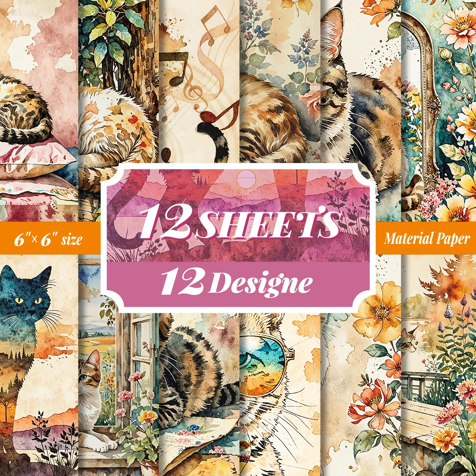 

Набор винтажной бумаги JIANWU с кошками и пейзажами