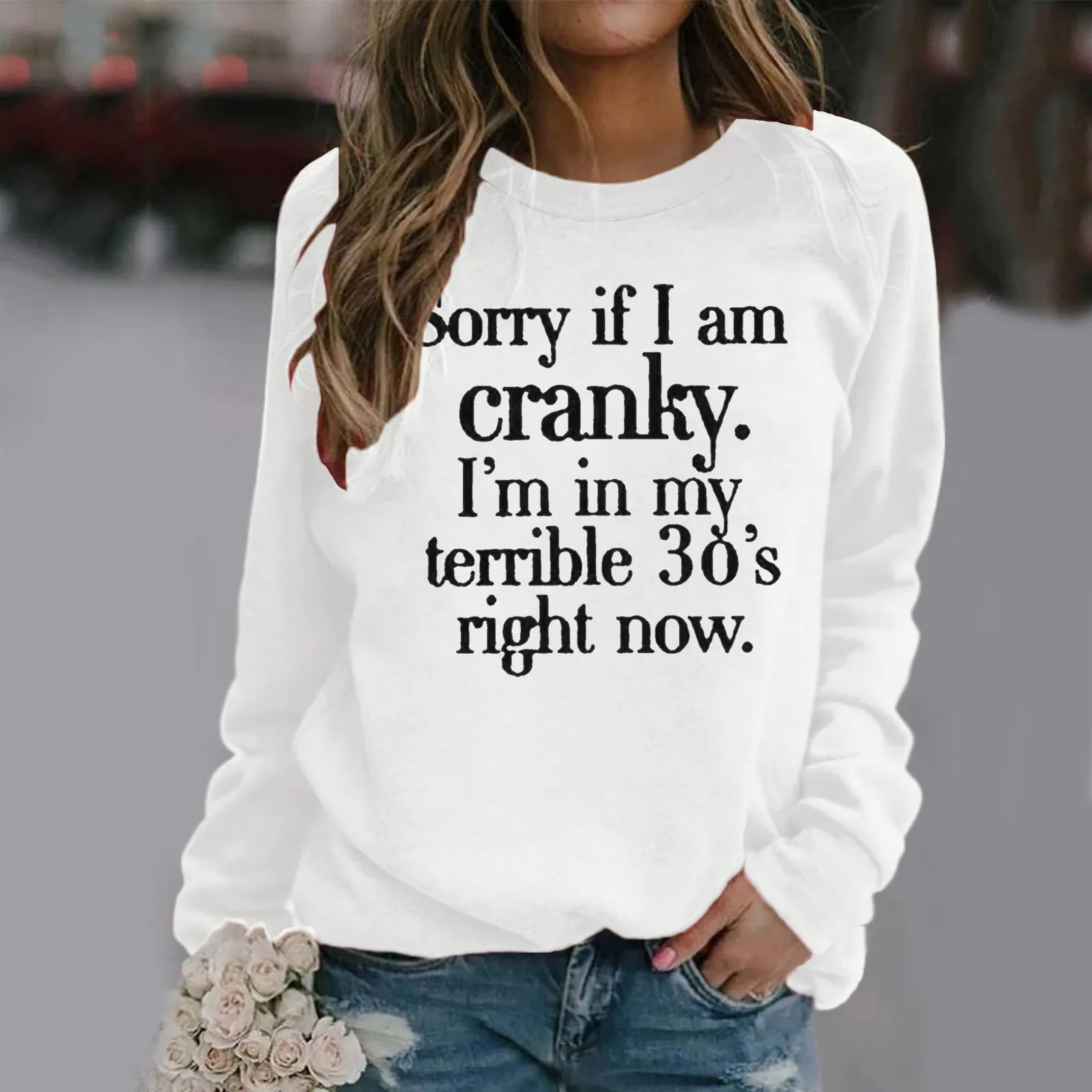 Pullover for Women Round Neck Long-sleeved Letter Pattern Print Sweatshirt Womens Snap up Sweatshirt Zip Sweatshirts for Women