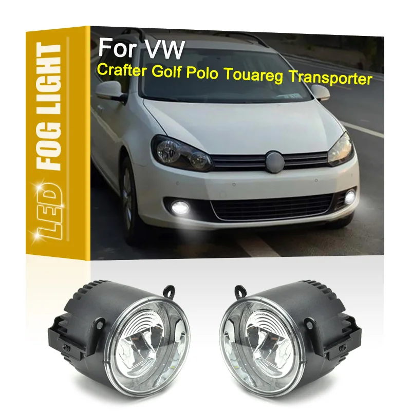 

Передняя беласветодиодный светодиодная противотуманная фара в сборе с алюминиевым корпусом, дневные ходовые огни для VW Crafter Golf Polo Touareg Transporter T5, 2 шт.