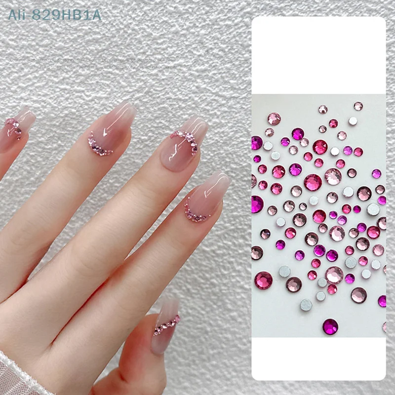 1440 шт. круглые блестящие стразы без горячей фиксации для маникюра серебряные с