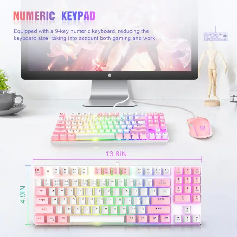 

Blue Axis Wired Mechanical Backlit Keyboard Wired Photoelectric Keyboard And Mouse Set Suitable For PC/laptop RGB Lighting