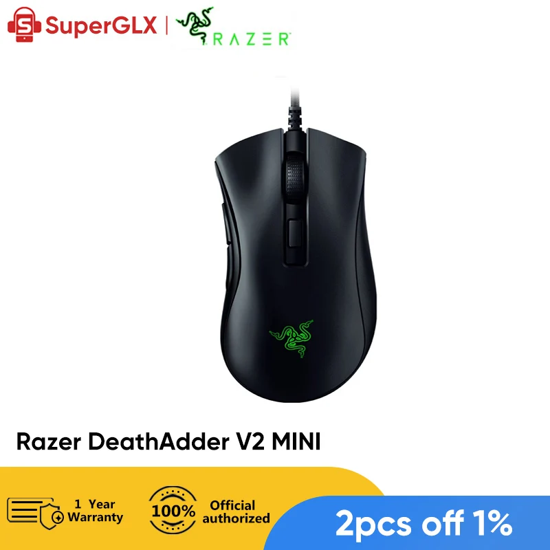 

Проводная игровая мини-мышь Razer DeathAdder V2, оптический сенсор 8500DPI, мышь PAW3359 Chroma RGB с 6 программируемыми кнопками, эргономичная