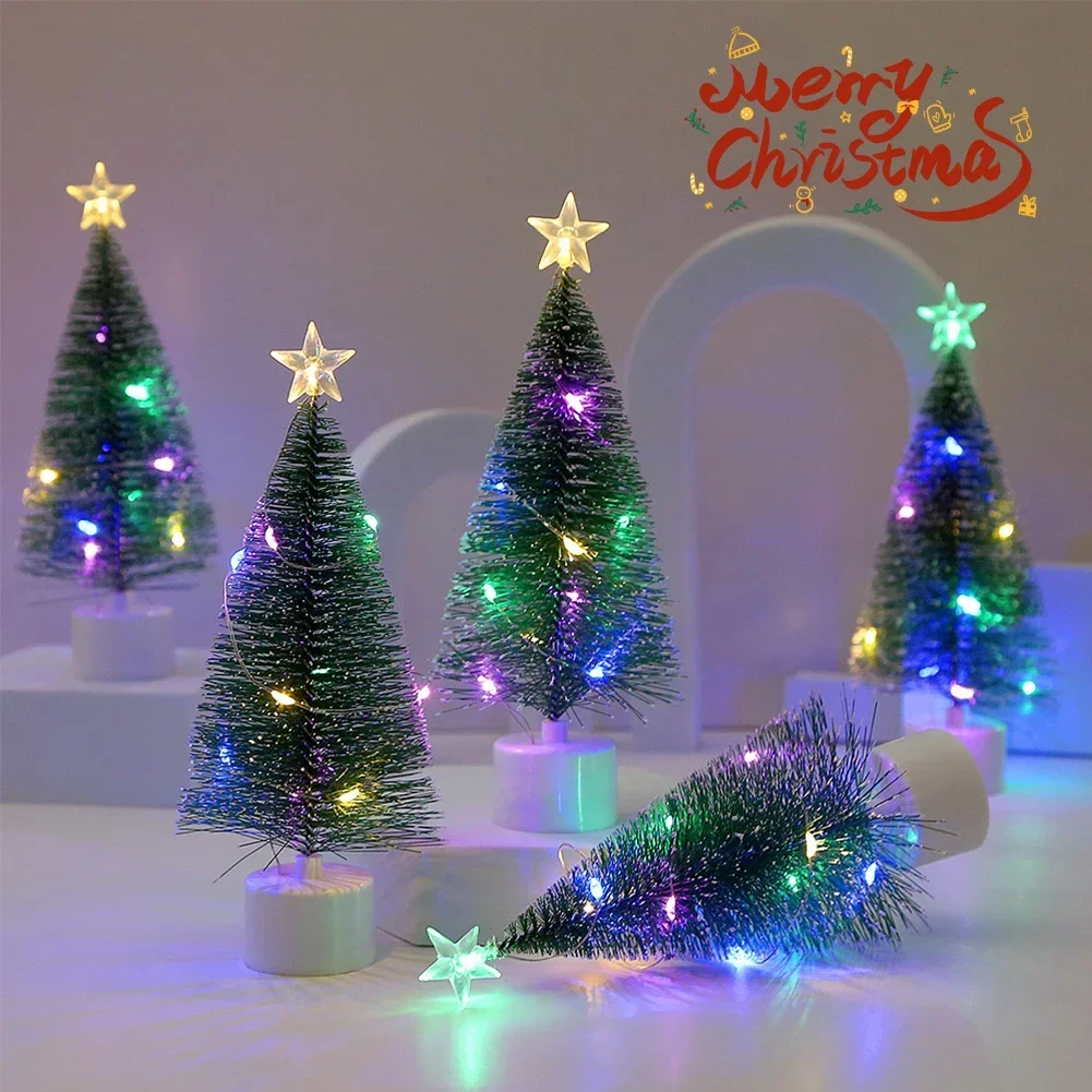 Мини-светодиодные рождественские елки маленькое искусственное украшение для