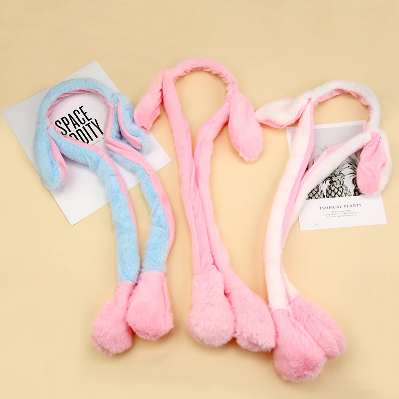 Кроличья шапка с движущимися ушами Зайчик Теплая Плюшевая Милая Шапка для Детей и Взрослых Подарок Головные Уборы Дропшиппинг.