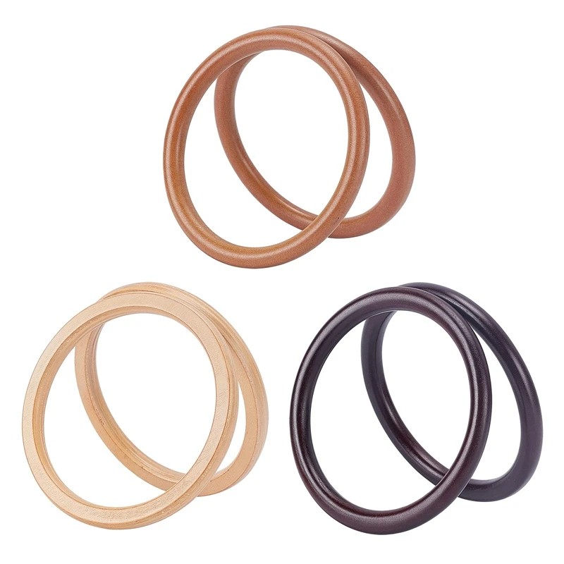 

6Pcs 3 Colors Wooden Flat Round Shape Purse Handle Bag Handle Replacements Handbag For Handmade Beach Bag Handbags