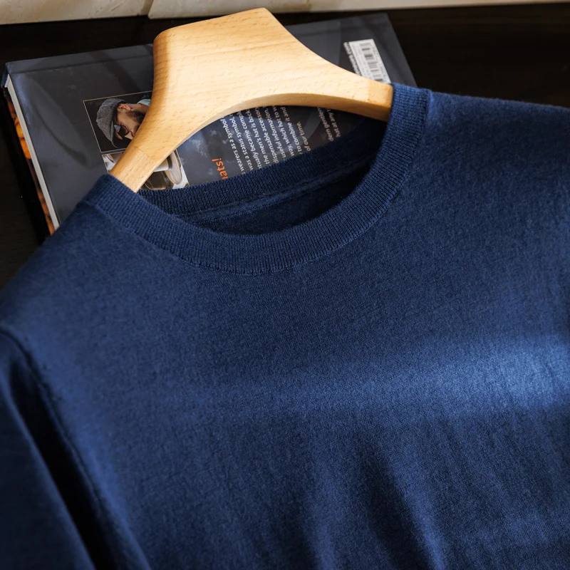 Worsted cashmere sweater, round neck, men's pure cashmere half sleeve, foreign e-commerce manufacturers source cross-border thin