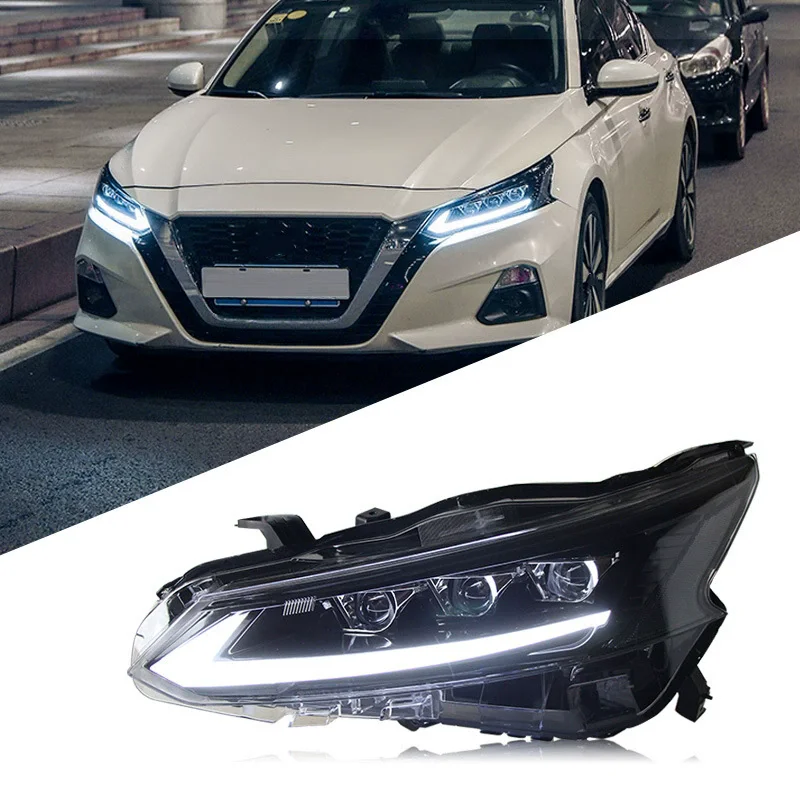 Фото Светодиодная фара в сборе для Nissan teana altima и Nissan versa teana 19-23, модифицированная линза, передняя лампа DRL, динамический указатель поворота №1