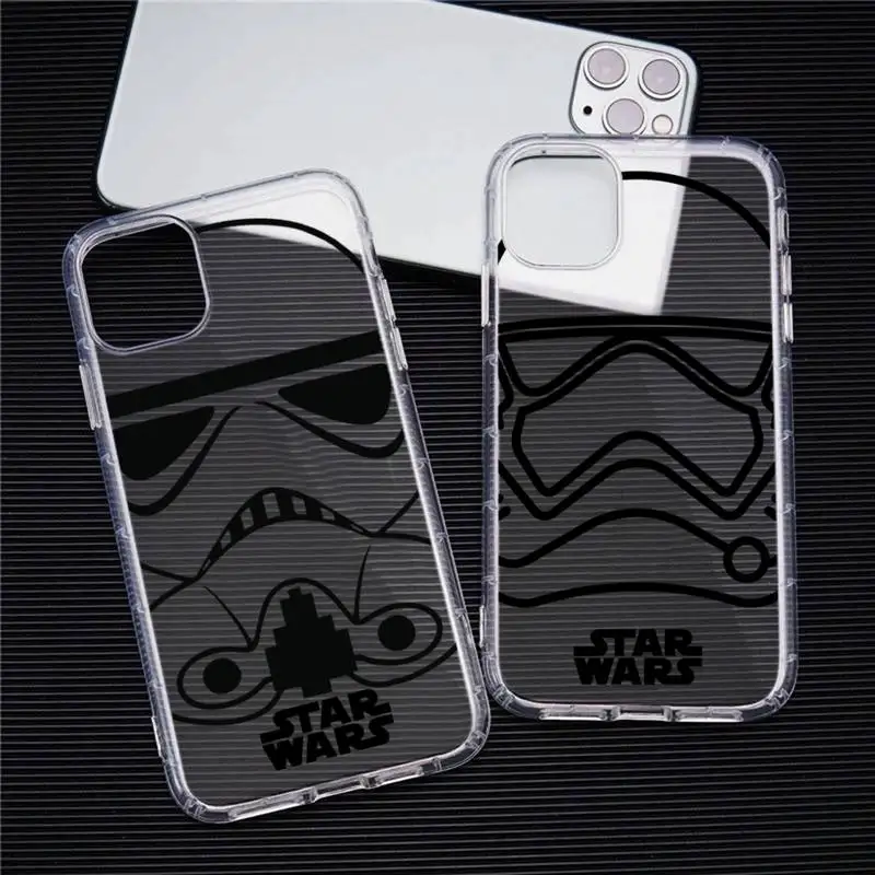 

Star Wars Black And White Sketch Phone Case For iphone 13 12 11 Pro Max Mini XS 8 7 Plus X SE 2020 XR Transparent Soft Cover