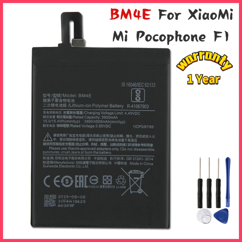 New yelping BM4E Phone Battery For Xiaomi MI Pocophone Poco F1 Battery Compatible Replacement Batteries 4000mAh Free Tools