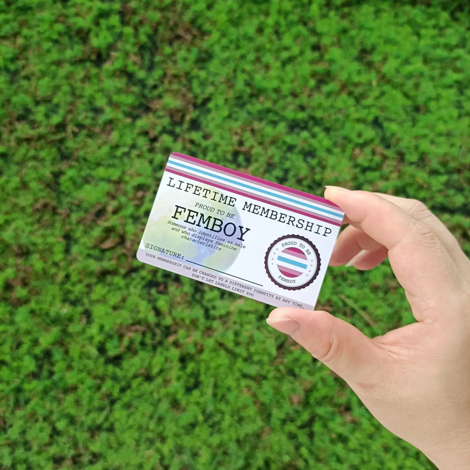 

FEMBOY ЛГБТ + удостоверение личности-гей гордости-пожизненная карта участника-идеальный Радужный подарок для сообщества