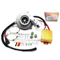 universal 12v electric turbo supercharger kit thrust electric turbocharger air filter intake for car improve speed